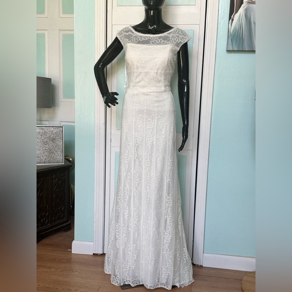 Size 10 12 Ivory Lace Wedding Dress Bridal Gown Garden Destination Reception  NWT